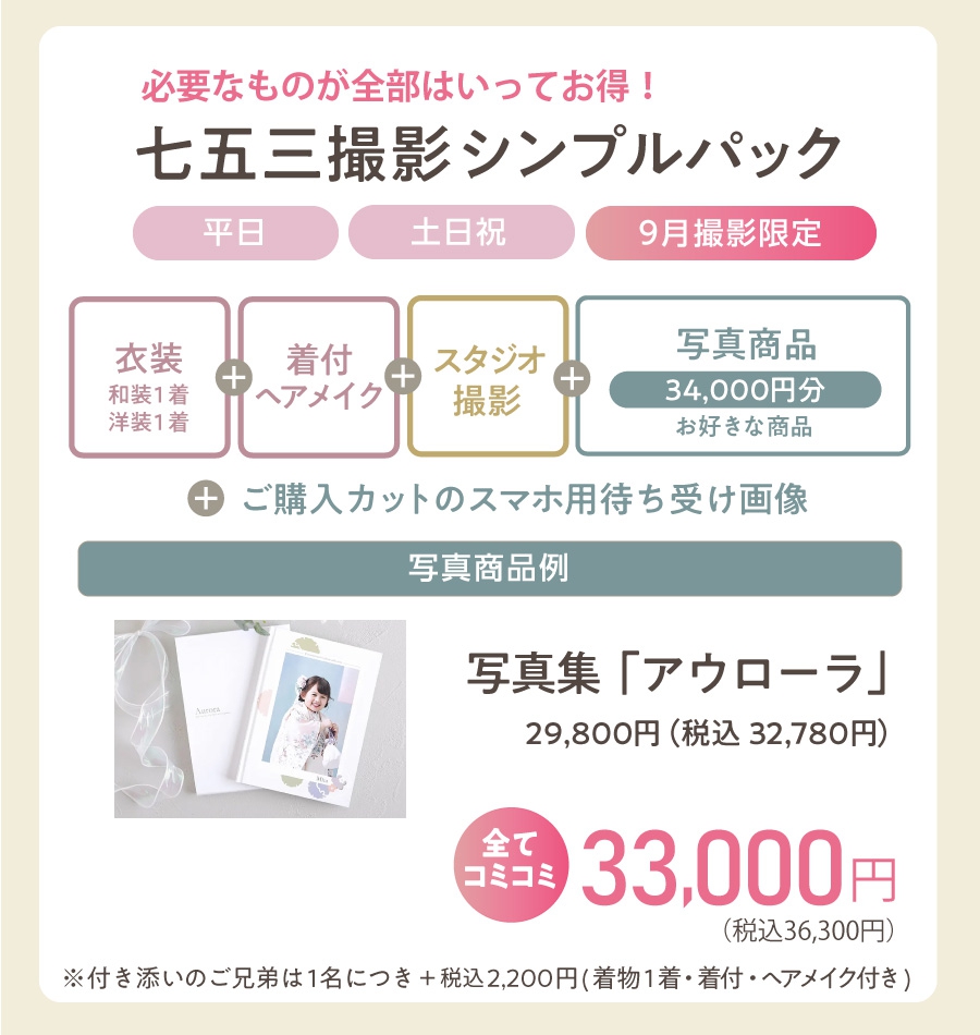 七五三撮影シンプルパックの説明